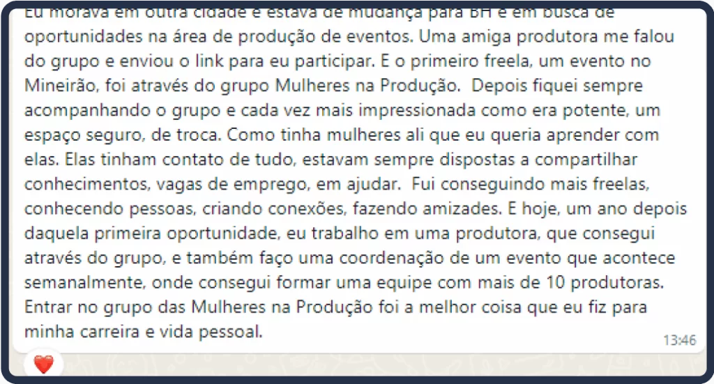 Depoimento de produtora